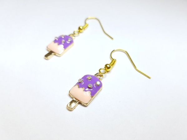 Eis Ohrringe lila goldfarben